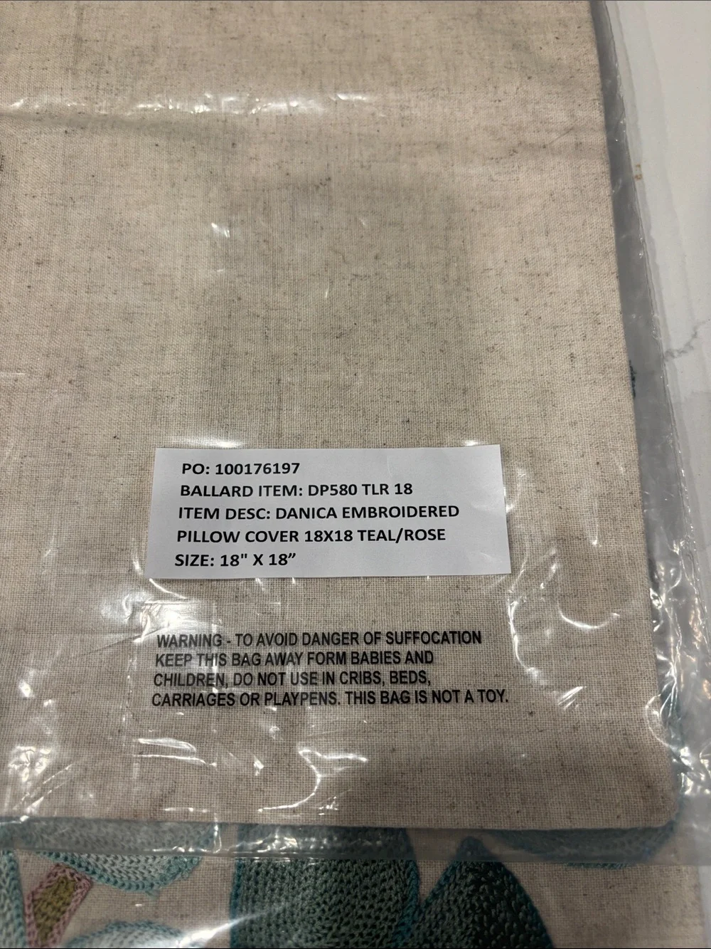NWT Ballard Design Danica embroidered pillow covers 18”x 18” *price is for both*